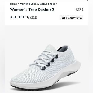 Allbirds TD Tree Dasher White/Red—Size 9 Women